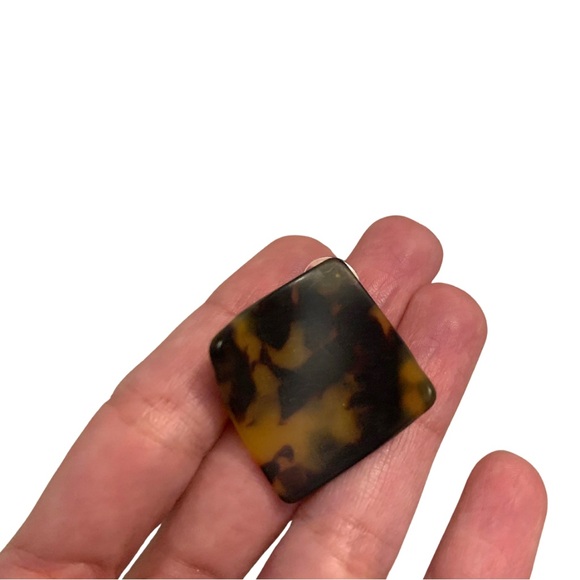 2/$30 Two Pairs Brown Tan Orange Tortoise Shell Square Stud Earrings Acrylic - Picture 3 of 9